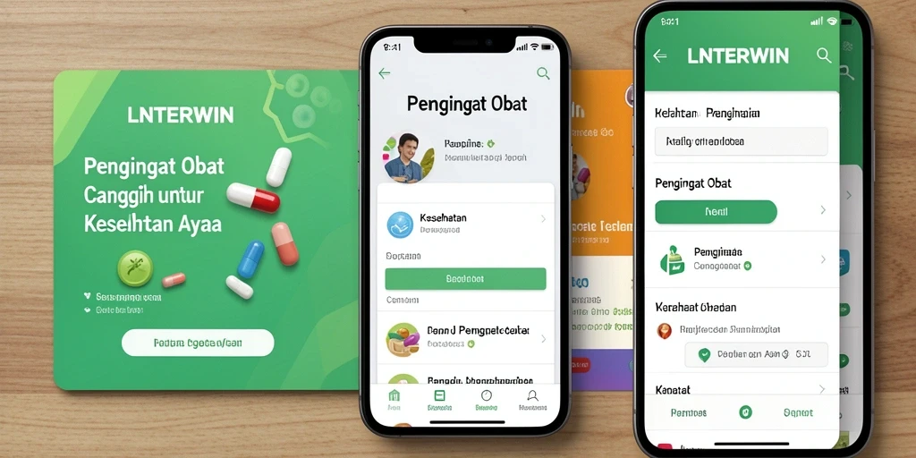 Tampilan antarmuka utama aplikasi Pengingat Obat LNTERWIN.