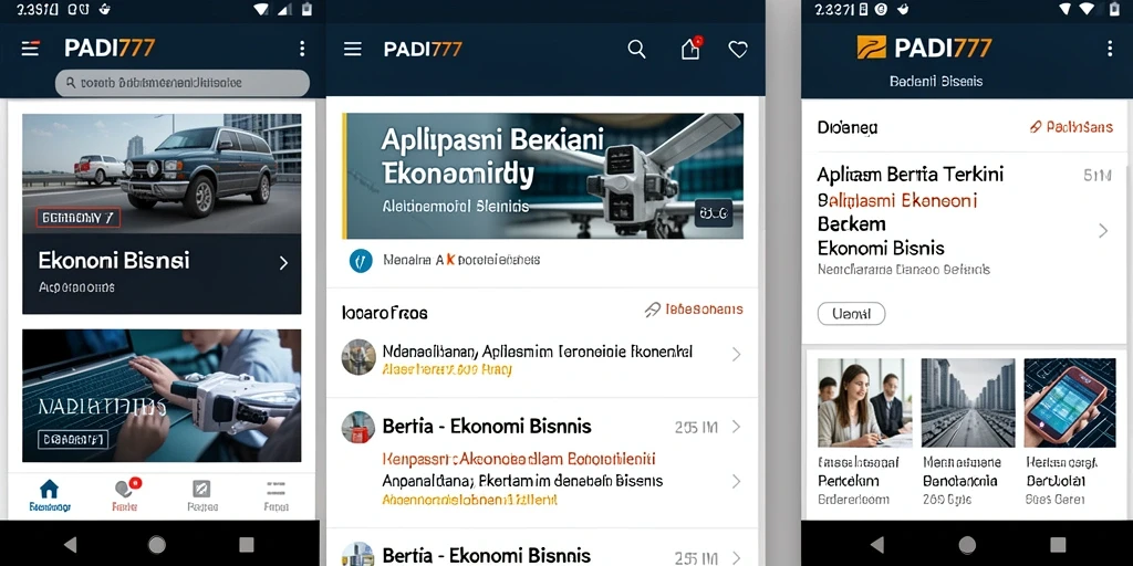 Tampilan antarmuka aplikasi PADI777 yang intuitif dan informatif.